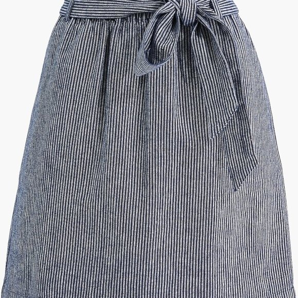 J Crew Linen-cotton paper-bag mini skirt Navy/White Striped Size Medium - Picture 7 of 11